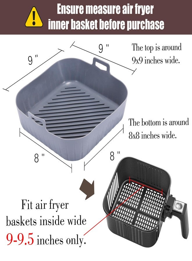 Golden Associate Silicone Liners Square for Air Fryer, 4 Pcs Non-stick Food-grade Reusable Basket Silicone Pot Baking Tray Airfryer Accessories, Top Size 9 inches, Bottom Size 8 inches - Image 2